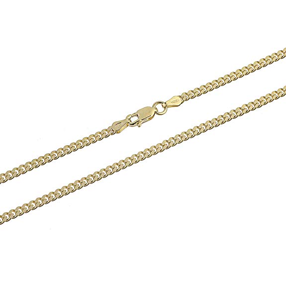 Kezef Creations 3mm Miami Cuban Link Chain in 18K Gold Plated Sterling Silver, Rose Gold Plated Sterling Silver & 925 Sterling Silver Bracelets and Necklaces 7-36 Inches