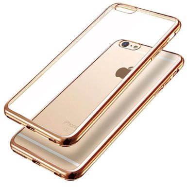 4.7" ONLY!!! iPhone 6, iPhone 6S case, protective Apple cover, crystal clear, Soft Gel Plating TPU Case, FS 0413 Phone Case (Gold)