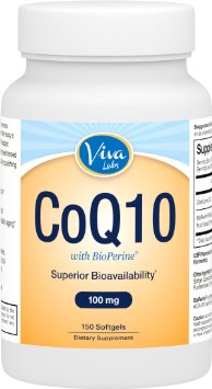 Viva Labs Premium CoQ10 with Superior Bioavalability, 150 Softgels | Bonus: 25% more Softgels per Bottle