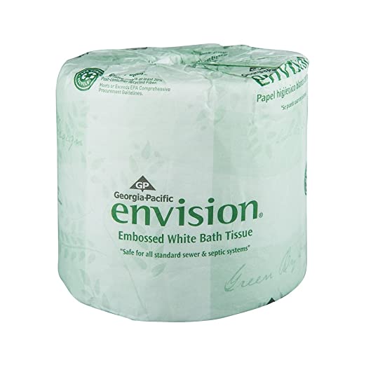 Georgia Pacific Envision 1-Ply Embossed Toilet Paper, 19881/01, 550 Sheets Per Roll, 80 Rolls Per Case, White