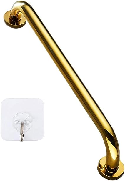 16 Inch Stainless Steel Shower Grab Bar, ZUEXT Gold Shower Handle, Bathroom Balance Bar, Safety Hand Rail Support Bar for Handicap Elderly Injury, Senior Assist Bath Tub Wall Concealed Mount Handle