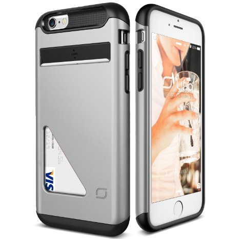 iPhone 6S Plus Case Lific Mighty Card DefenseSatin Silver - Card SlotHeavy DutyWalletSlim Fit - For Apple iPhone 6 Plus and iPhone 6S Plus 55 Devices