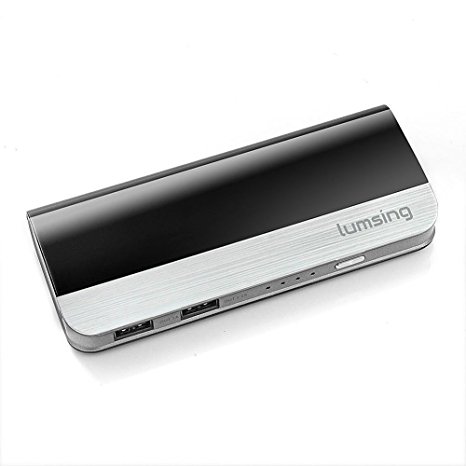 Lumsing Portable Battery Charger Dual-USB External Li-ion Power Bank 10400 mAh (Black)