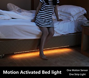 Amagle Motion Activated Bed Light , 1.2M Flexible LED Strip Night Illumination with Automatic Shut Off Timer Sensor for bedroom,cabinet,stairs