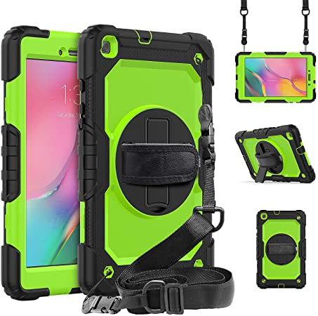 Samsung Galaxy Tab A 8.0 Case 2019 for Kids | Galaxy Tab A 8.0 Case SM-T290/T295/T297 with Kickstand & Screen Protector| Blosomeet Shockproof Protective Cover w/Hand Shoulder Strap | Green