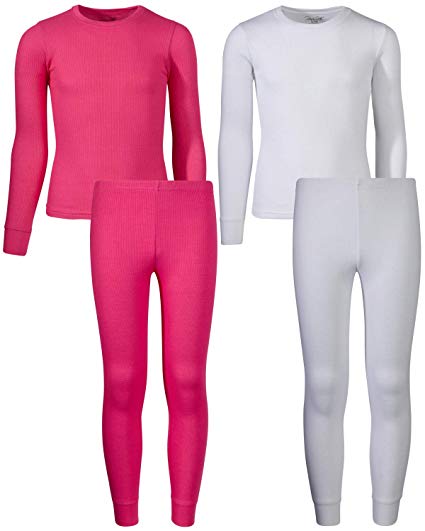 Rene Rofe Girl Waffle Thermal Underwear Top and Pant Set (2 Full Sets)