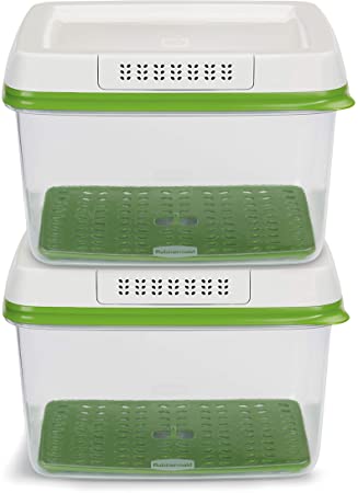 Rubbermaid FreshWorks Food Storage, (2) 17.3C Large Rectangles, Green