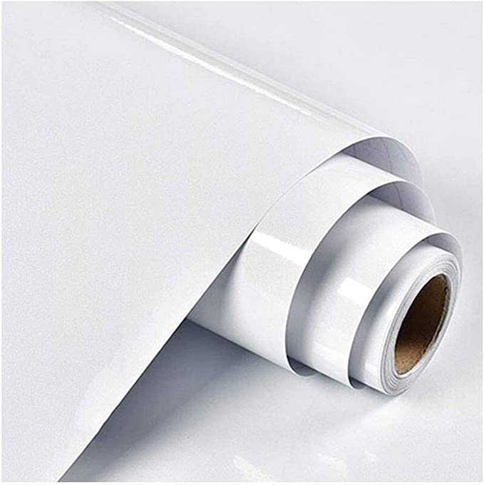 White Wallpaper Glossy/Glitter Sticky Back Plastic Self Adhesive Paper 40cm X 300cm Vinyl Wrap Film for Kitchen Countertop Cover Peel and Stick Furniture Stickers