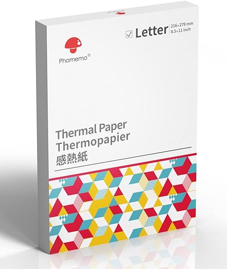 Phomemo US Letter Thermal Printer Paper, Advanced Thermal Printing, Phomemo Thermal Paper Compatible with COLORWING M08F-Letter, MT800/MT800Q Portable Printer, 8.5" x 11", 200 Sheets