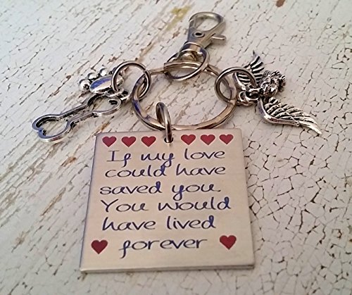 Engraved Pet Loss Key Chain-If my love could have saved you-with pets name-Wings-Paw and Bone Charms | Dog Theme and Cat Theme Available