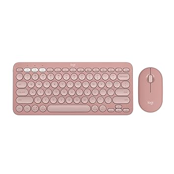 Logitech Pebble 2 Combo, Wireless Keyboard and Mouse, Quiet and Portable, Customisable, Logi Bolt, Bluetooth, Easy-Switch for Windows, macOS, iPadOS, Chrome - Tonal Rose