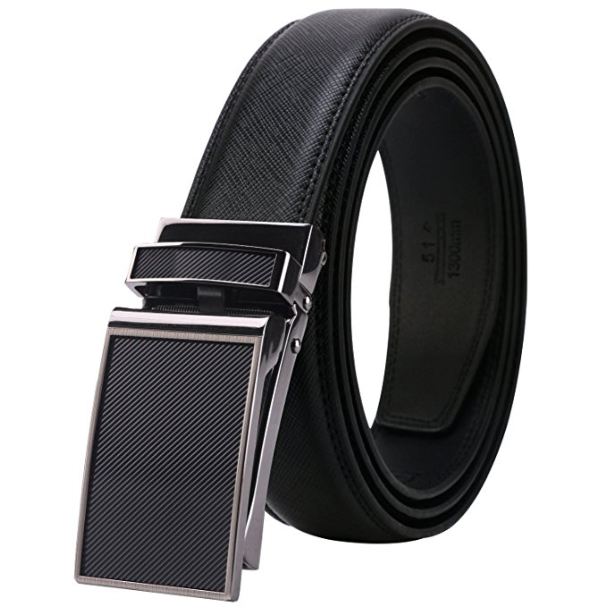 Belts for men,Dante men's Ratchet Click Dress Belt with Genuine Leather,Trim to Fit