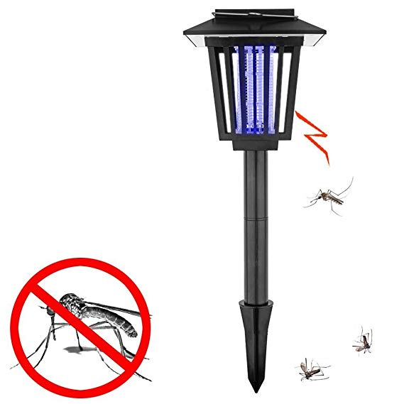 SZMYLED Solar-Powered Outdoor Bug Zapper/Mosquito Killer-Hang or Stick in the Ground-Dual Modes-Bug Zapper Garden Light Function