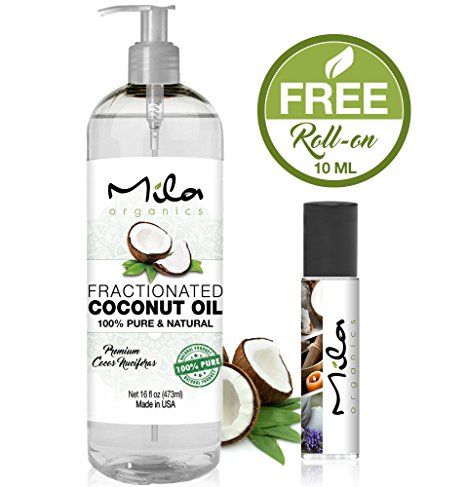 FRACTIONATED COCONUT OIL FOR SKIN HAIR Massage, Carrier Oil For Essential Oil, Coconut oil Pure MCT Coconut oil 16 fl oz by Mila Organics   Roll-On