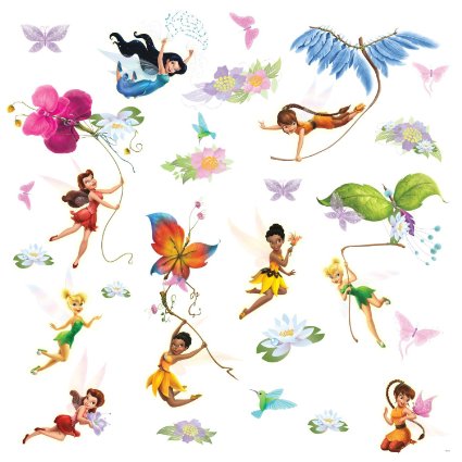 Roommates Rmk1493Scs Disney Fairies Wall Decals With Glitter Wings