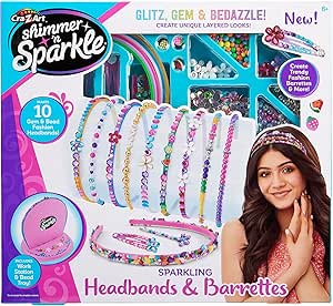 Shimmer 'N Sparkle Sparkling Headband and Barrettes - Make Your own Beaded Headbands and Barrettes Hair Accessories for Kids Birthday Present Ages 8 and Up