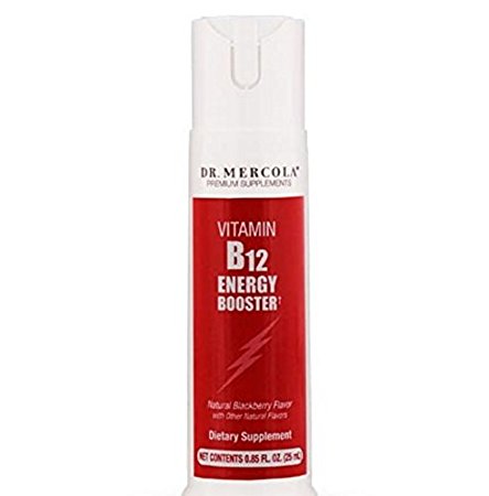 Dr. Mercola Vitamin B12 Energy Booster Spray - Formulated With Methylcobalamin - Natural Blackberry Flavor - .85 Ounces