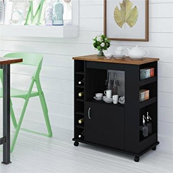 Winsome Wood Black and Pine Kitchen Beverage Cart