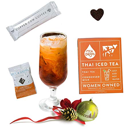 Tea Drops Thai Iced Tea | Authentic Instant Thai Tea Mix | Instant Flavored Black Ice Tea   Condensed Milk Packet | 5 Pack - Best Flavor