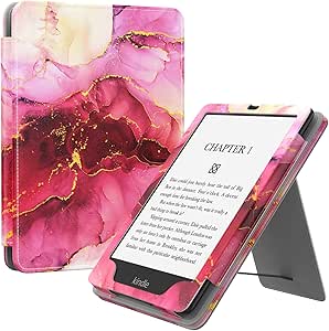 MoKo Case for 6.8" kindle paperwhite (11th Generation-2021) and Signature Edition, Slim PU Shell Cover Case with Auto-Wake/Sleep, Marble Rose Purple