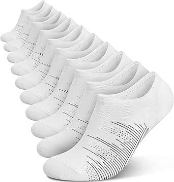 wernies No Show Socks Men 10 Pairs Ankle Low Cut Cotton Men Socks with Non Slip Grips 6-10/11-13