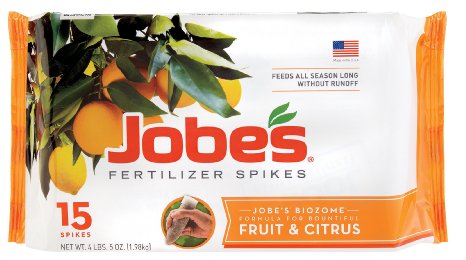 Jobes 1612 Fruit and Citrus Tree Outdoor Fertilizer Food Spikes 15-Pack