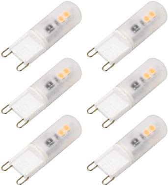 2W G9 LED Capsule Light Bulbs Cool White 6000K 18W-20W Halogen G9 Lamp Replacement AC 220-240V 360 Degree Daylight White G9 Energy Saving Bulb (6-Pack, Non-dimmable)