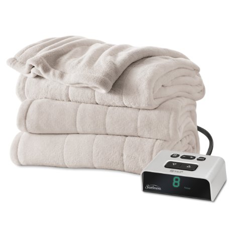 Sunbeam Microplush Heated Blanket, Twin, Seashell, BSM9BTS-R757-16A00