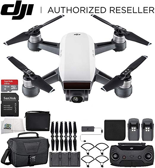 DJI Spark Portable Mini Drone Quad copter Fly More Combo Travel Bundle (Alpine White)