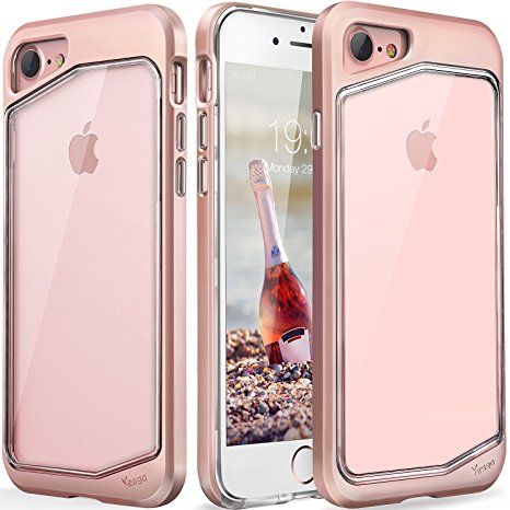 iPhone 8 Case iPhone 7 Case Clear Scratch Resistant Transparent Back Cover with TPU Rubber Shock Bumper for iPhone 8 & iPhone 7 Air Space Shockproof (RoseGold)