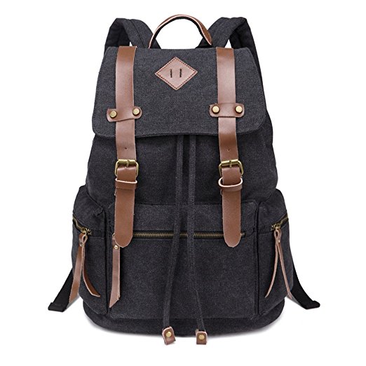 BeautyWill Vintage Canvas Backpack Rucksack for School Travel Hiking