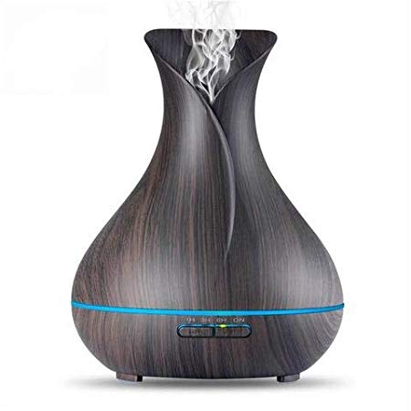 BrandBold Essential Oil Diffuser, Ultrasonic Mist Wood Grain Aromatherapy Diffuser & Humidifier with Color LED Lights Changing & Waterless Auto Shut-off for Spa Office Home Bedroom (Dark Wood Grain)