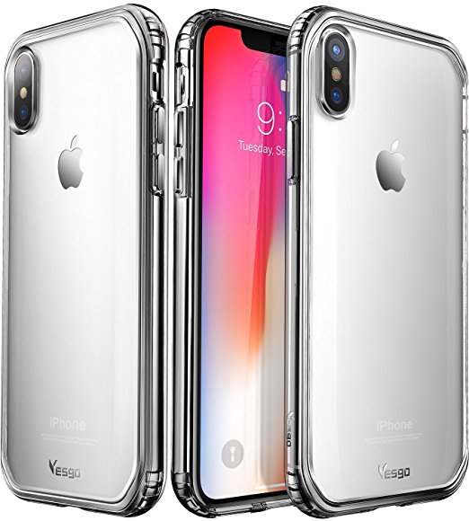 iPhone X Case, iPhone X Case Matte Clear Non-Slip Shock-Absorption Bumper and Anti-Scratch Clear Ultra Slim Cover Case for iPhone X (Grey)