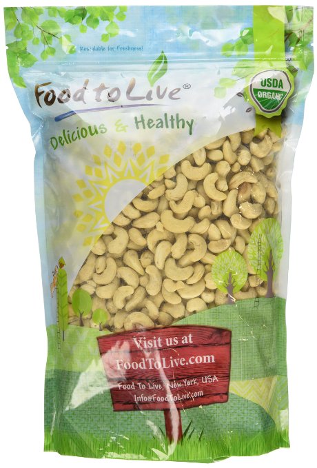 Food To Live ® Organic Cashews (Whole, Raw) (4 Pounds)
