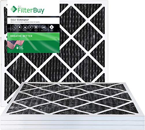 FilterBuy Allergen Odor Eliminator 14x18x1 MERV 8 Pleated AC Furnace Air Filter with Activated Carbon - Pack of 4-14x18x1