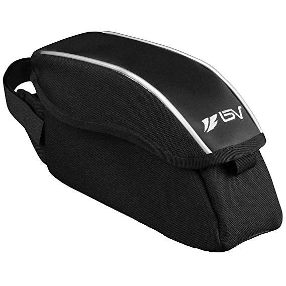 BV Bicycle Wedge Top Tube Bag with Flip-Top Opening, 3M Reflective Trim, Mesh Pocket