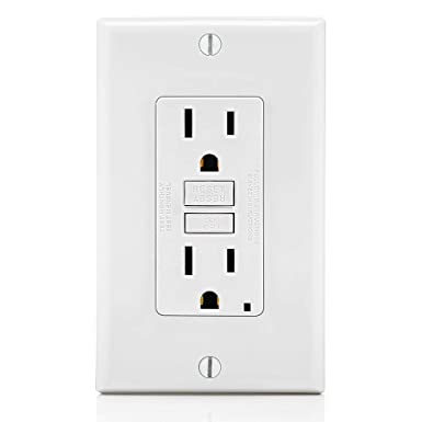 White, Self-Test Non-Tamper-Resistant Receptacle with LED Indicator, Wallplate Included, 15-Amp