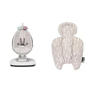 4moms MamaRoo Multi-Motion Baby Swing and Reversible Plush Newborn Insert Bundle, 5 Motions, Bluetooth, Machine Washable