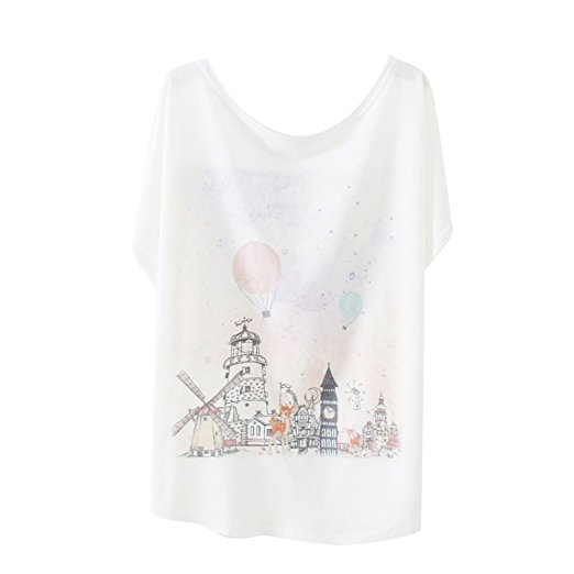 Haogo Women's Fantasy Wonderland Print Short Sleeve T-Shirt Tops