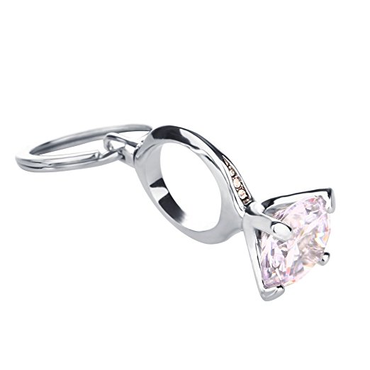 MILESI Shining Crystal Diamond Ring Car Keychain Women's Fashion Accessory Mother's Day Gift
