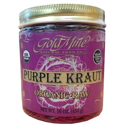 Gold Mine Organic Unpasteurized Fresh Raw Purple Kraut - Macrobiotic, Vegan, Kosher and Gluten-Free - 16 OZ