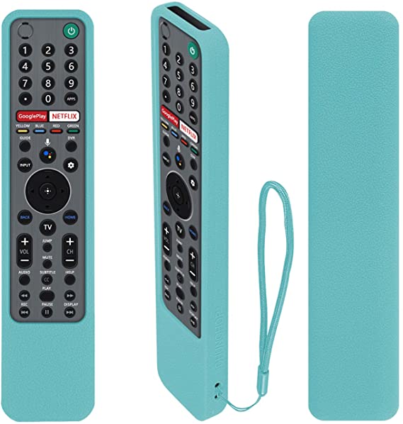 Protective Silicone Remote Case for Sony RMF-TX600U RMF-TX500E RMF-TX600E Smart Voice Remote Controller Washable Anti-Lost Remote Cover with Loop (Glow in Dark Blue)