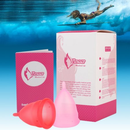 Skinco Menstrual Cup Periods Kit Alternative to Tampons, Sanitary Napkins for Feminine Hygiene Get Blossom Cups for Menstrual Cycle- Pre Childbirth S Size（set of 2） (S size)