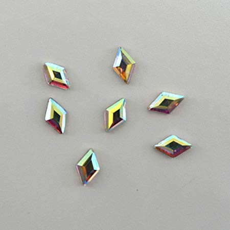 Queenme 120pcs 4X6mm Mini Rhombus Nail Crystals Flatback Rhinestones for Nails Glass Gems Stone Nail Art Decoration 3D Diamond Jewelry Accessories Salon Supplies Scrapbooking Phone Deco