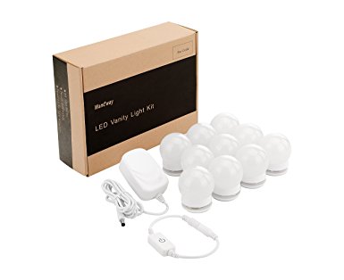 New Version Hollywood Style LED Vanity Mirror Lights Kit for Makeup Dressing Table Vanity Set Lighted Mirrors with Dimmer and Power Supply Plug in Lighting Fixture Strip, 10 Bulbs, Mirror Not Included