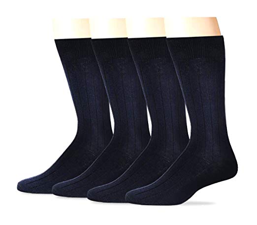 Dockers Men's 4 Pack Dress Wide Rib Crew Socks