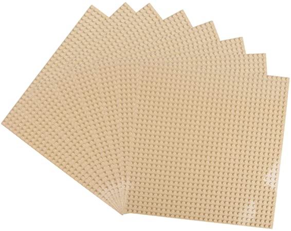 Classic Baseplates Building Plates for Building Bricks 100% Compatible with All Major Brands-Baseplate, 10" x 10", Pack of 8 (Sand)