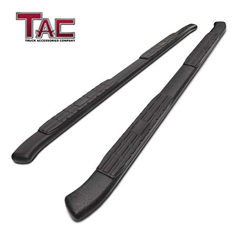 TAC Side Steps for 2015-2018 Chevy Colorado / GMC Canyon Crew Cab Pickup Truck 4.25" Oval Bend Texture Black Nerf Bars Running Boards (Texture Powder Coating Brackets)