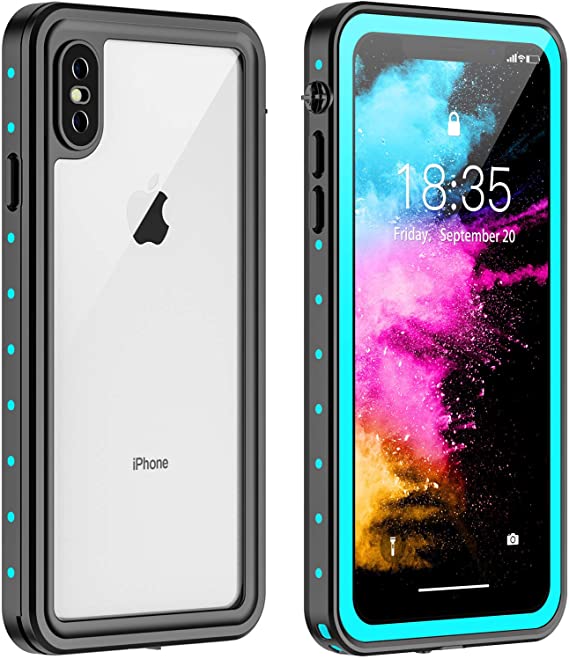 RedPepper iPhone X/XS Waterproof Case, Protective Clear Cover with Built-in Screen Protector,IP68 Waterproof Dustproof Shockproof Case for iPhone X/XS 5.8 inch (Teal)