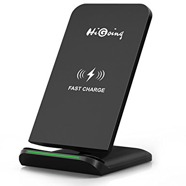 [New Version]Fast Wireless Charger HiGoing 2 Coils QI Wireless Charging Stand Pad with LED Light for Samsung Galaxy S8/ S8 Plus/ S7/ S7 Edge,Note 8/ Note 5,iPhone X, iPhone 8/8 Plus